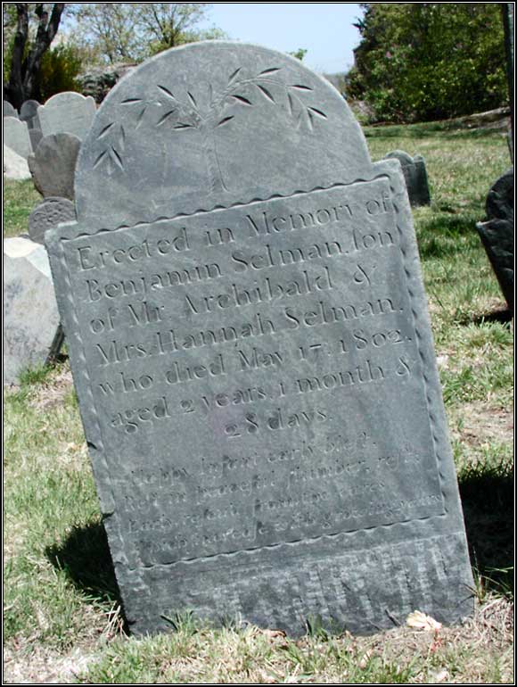 Headstone for Benjamin Selman (1802).