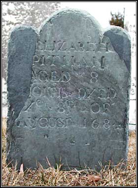 Elizabeth Pitman Aged 8 Months Dyed Ye 8th of August 1684.