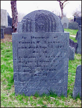 Headstone of Thomas F. Salkins and Mary P. Salkins.