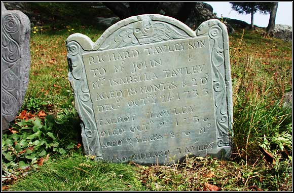 Headstone for Richard (1733) and Talbot (1736) Tawley.