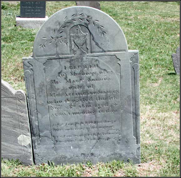 Headstone for Mrs. Mary Selmon (1801).