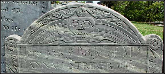 Tympanum with Winged Death's Head on the Hannah Striker stone.