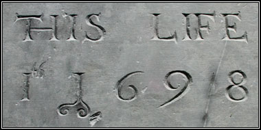 Detail on headstone for Richard Hawley (1698).