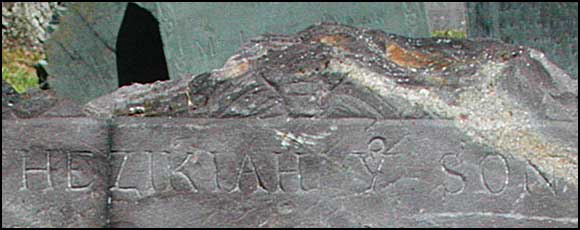 Detail from Hezikiah Egglestone headstone.