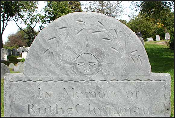 Tympanum of Ruthe Cloutman headstone (1800).